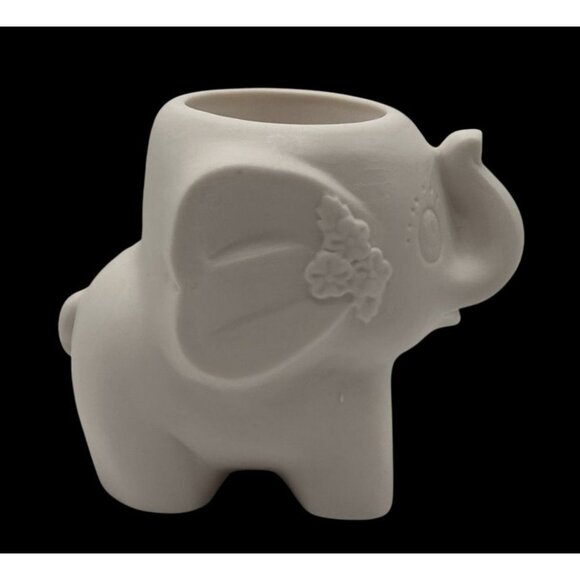 NEW Ceramic Ready-To-Paint Bisque Elephant Votive Candle Holder 4" H - Picture 4 of 7